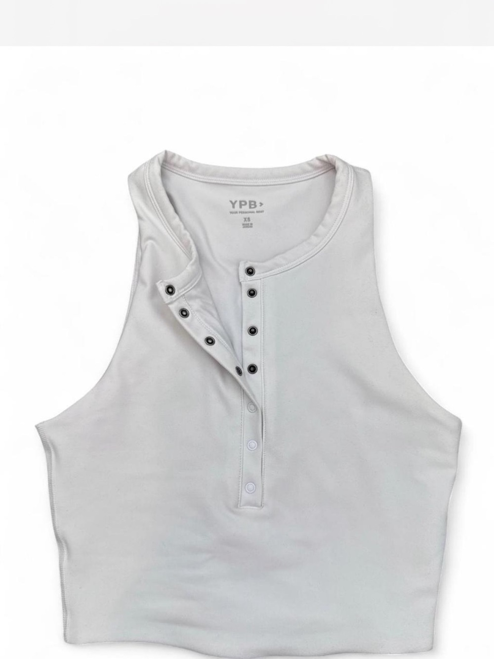 Abercrombie & Fitch YPB White Snap Henley Crop Tank in White - Women’s XS